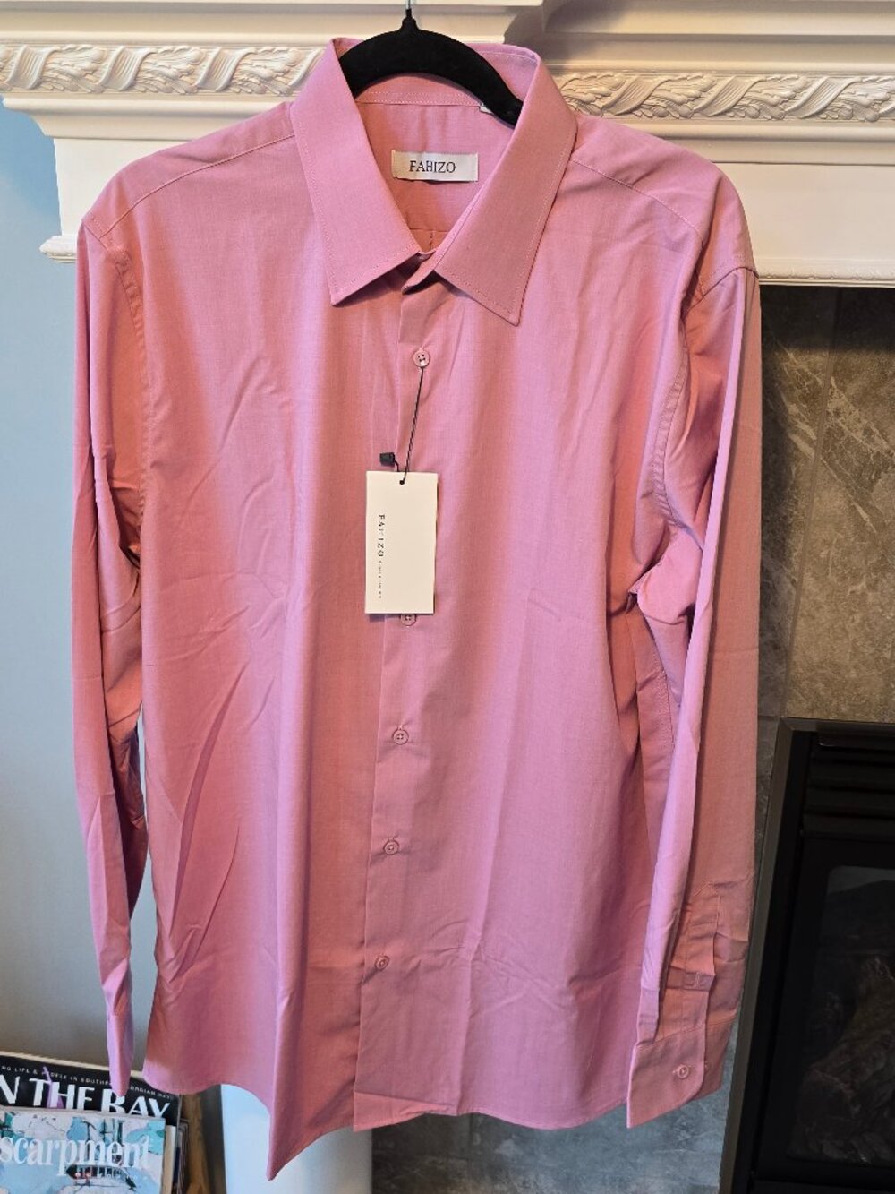 NWT FAHIZO Men's Bamboo Stretch Dress Shirt Reg-fit Size Large